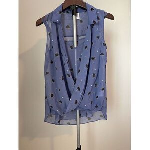 Cabi Women's Sheer Wrap Top Novelty‎ Print With Bottom Camisole Size XS